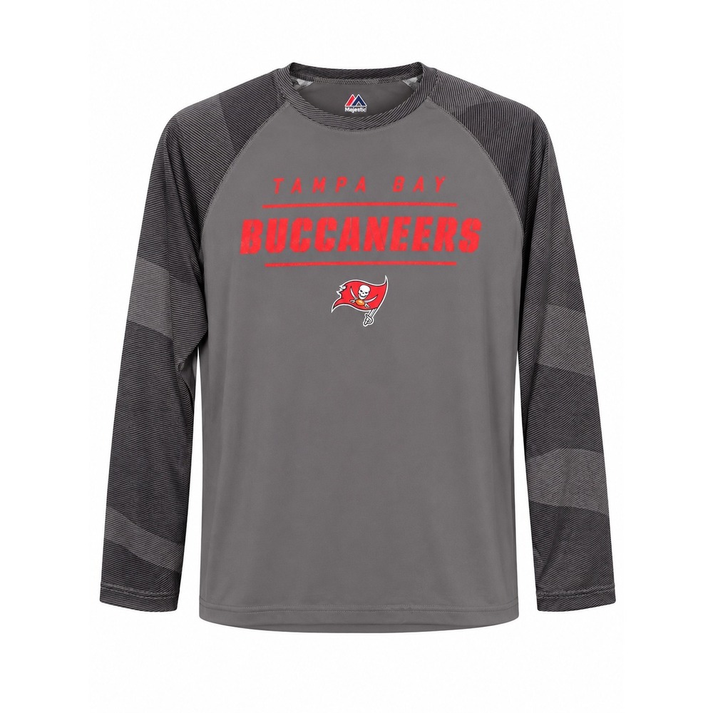 Majestic Tampa Bay Buccaneers Mens Large Cool Base Long Sleeve Shirt Gray NFL